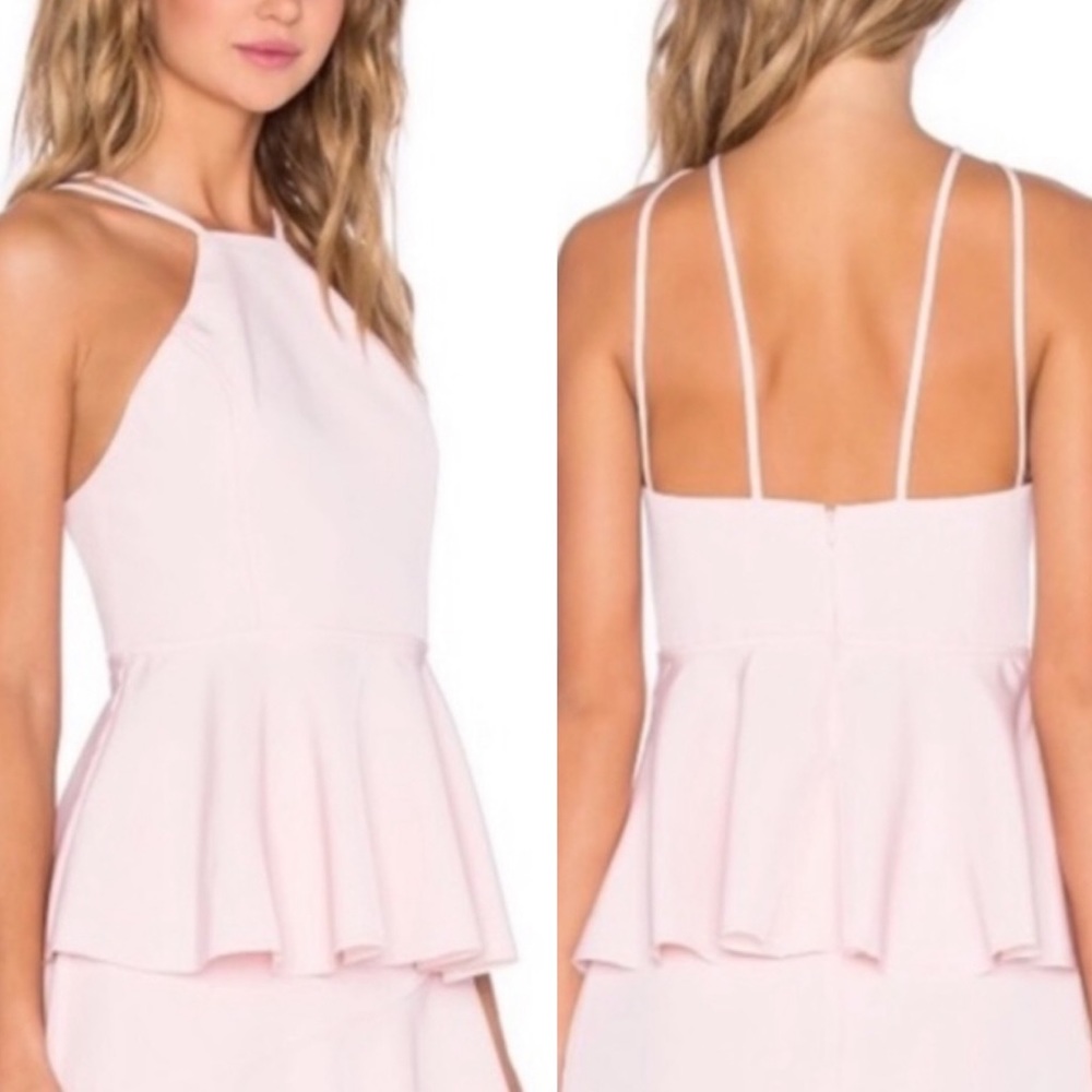 NWT NBD blush pink peplum high back tank